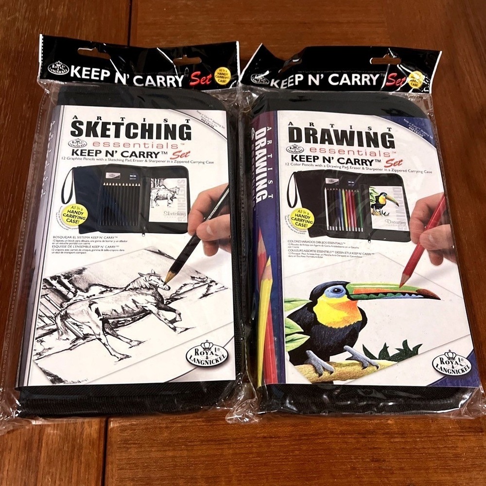2 Royal & Langnickel Keep N' Carry Art Set Sketching + Drawing NOS Sealed 2010